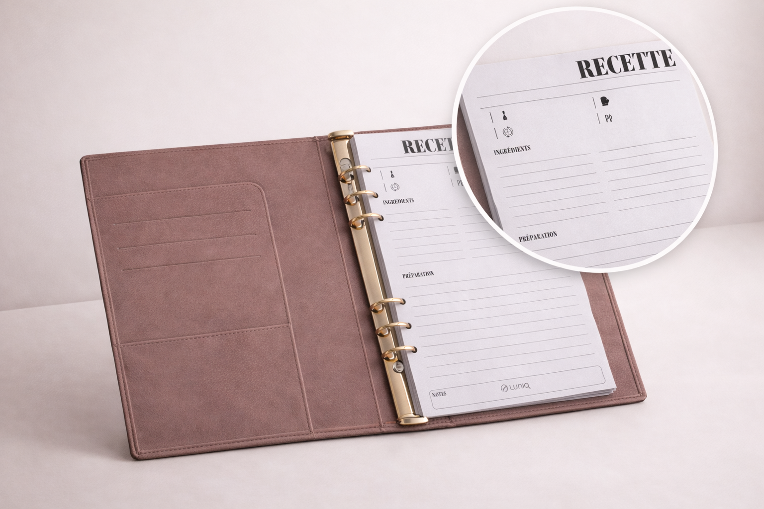 Insert carnet de recettes Luniq.