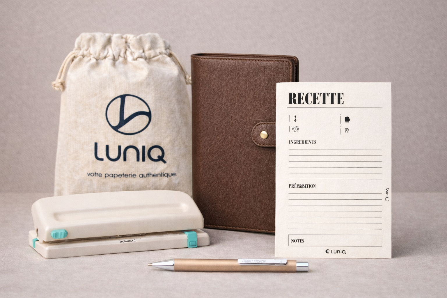 Pack Cooking Luniq. : carnet de recettes en cuir