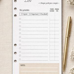 Insert to-do list pour carnet Luniq.